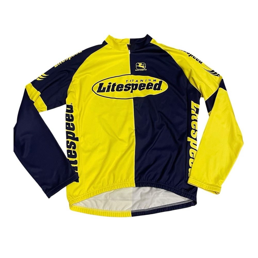 Mens Giordana Cycling Jersey XXXXL - 8 Long Sleeve Yellow Made in Italy Biking